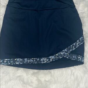Adidas Navy Mini Skort with Pattern XS